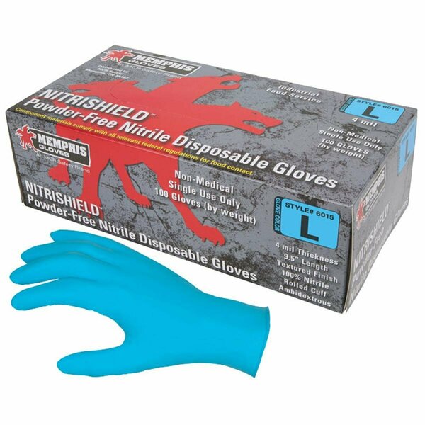 Mcr Safety NitriShield, Nitrile Disposable Gloves, 4  mil Palm, Nitrile, M, Blue 127-6015M